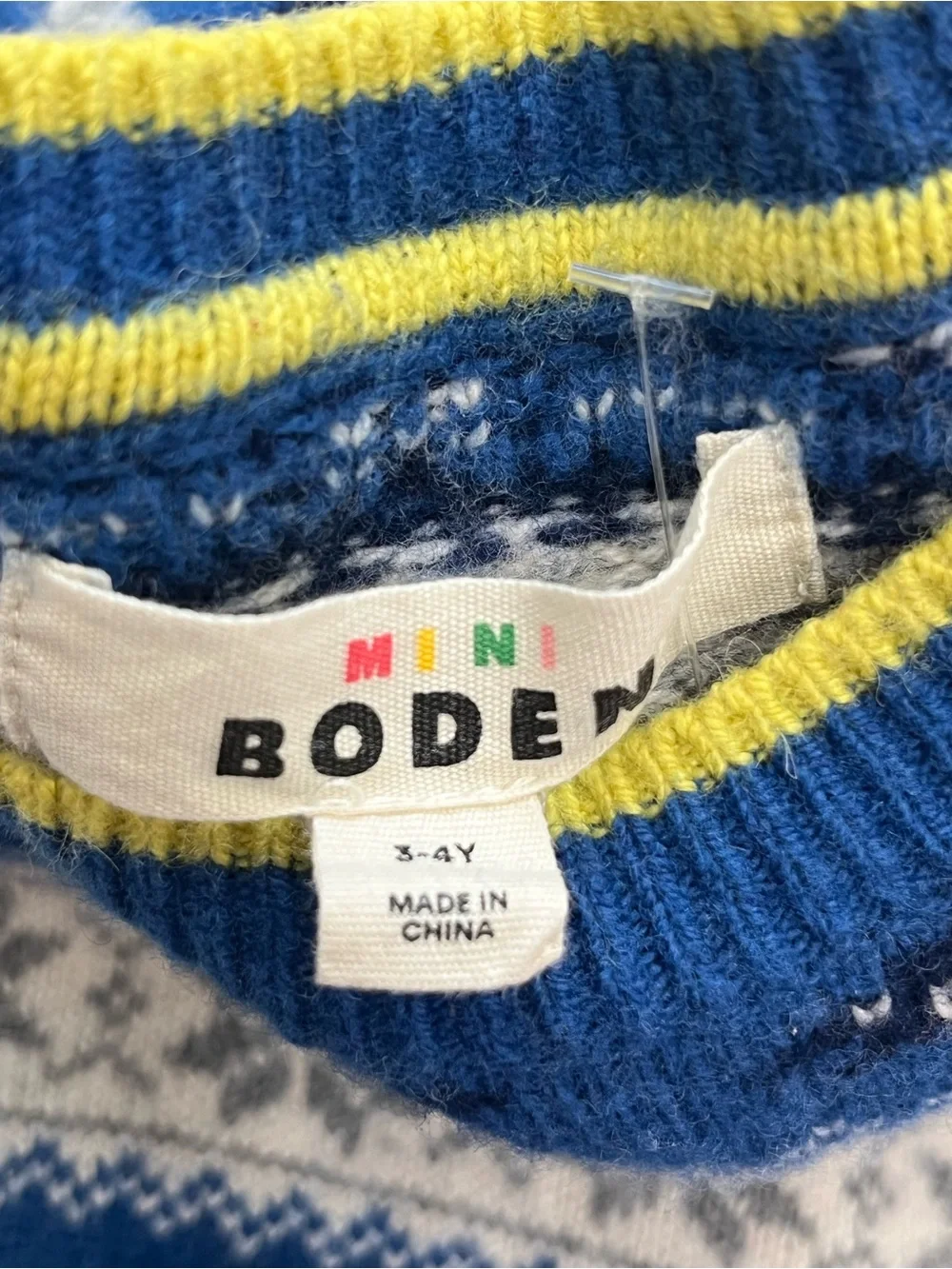 Mini Boden Blue Shark Fair Isles Wool Sweater